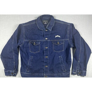 Vintage International Denim Jim Beam Trucker Jacket ID Wear Men's Large 4 Pocket
